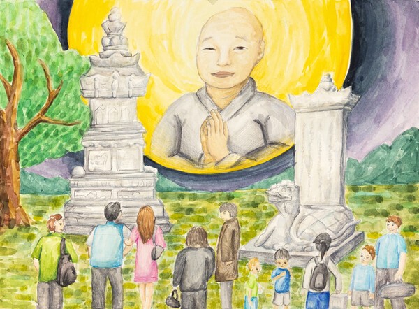 대상 수상작 '달빛아래 빛나는 지광국사의 숨결'. (이수인 학생 작)